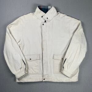 Vintage Izod Club Reversible Jacket Mens XL Corduroy Blue Plaid Zip Up Snap